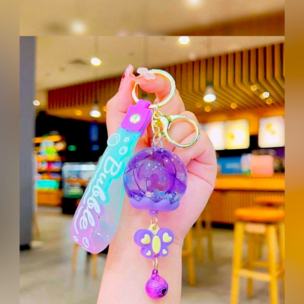 Purple Bubble Keychain with Heart Charm - Picture 3 of 8